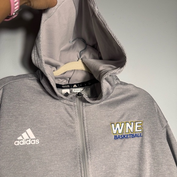 Adidas WNE Basketball unisex Gray Full Zip hoodie two front pockets - Picture 4 of 14